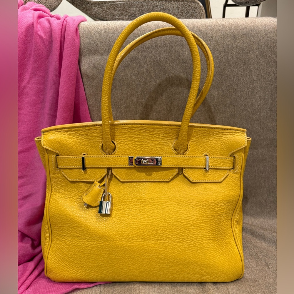 Italian Yellow Leather Handbag